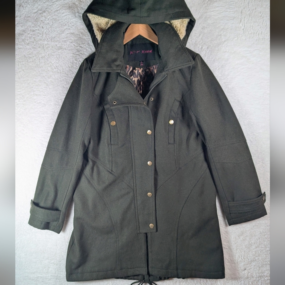 Betsey Johnson Parka Hooded Coat in Forest Green